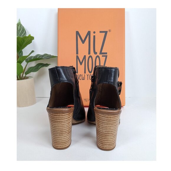 Miz Mooz "Summer" Peep Toe Block Heel Womens Sz 6.5 Leather Sandals Side Zip NWT - Picture 7 of 8